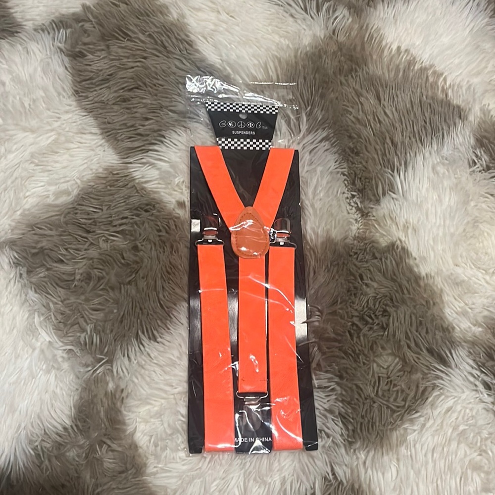 Neon orange suspenders